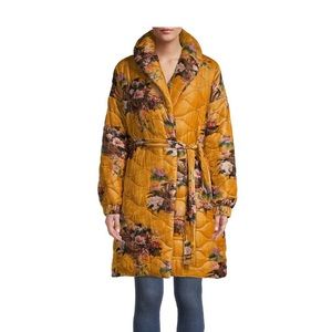 Velvet floral wrap puffer